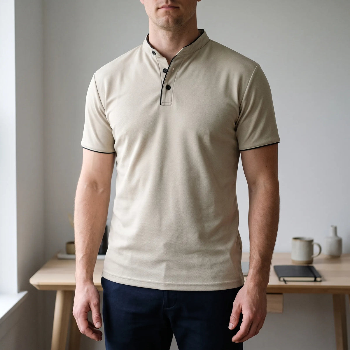 Colaris - Polo Uomo Con Colletto Alla Coreana 