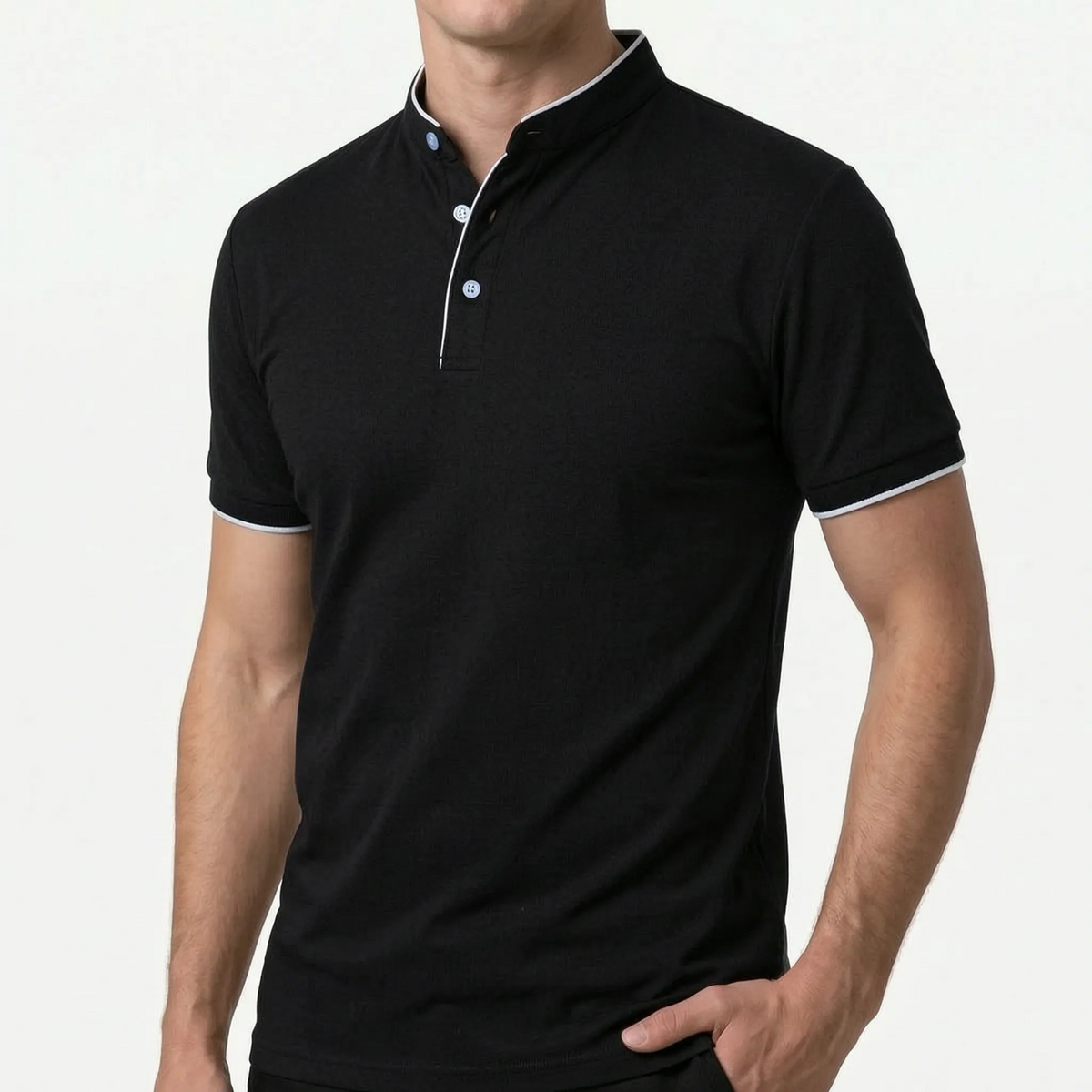 Colaris - Polo Uomo Con Colletto Alla Coreana 