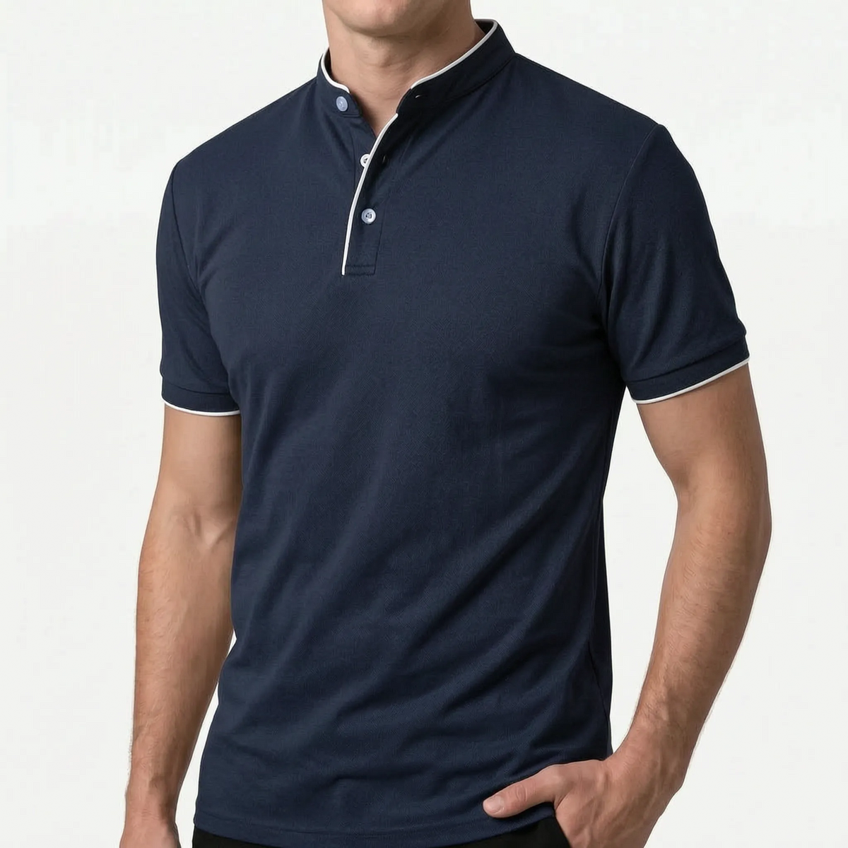 Colaris - Polo Uomo Con Colletto Alla Coreana 
