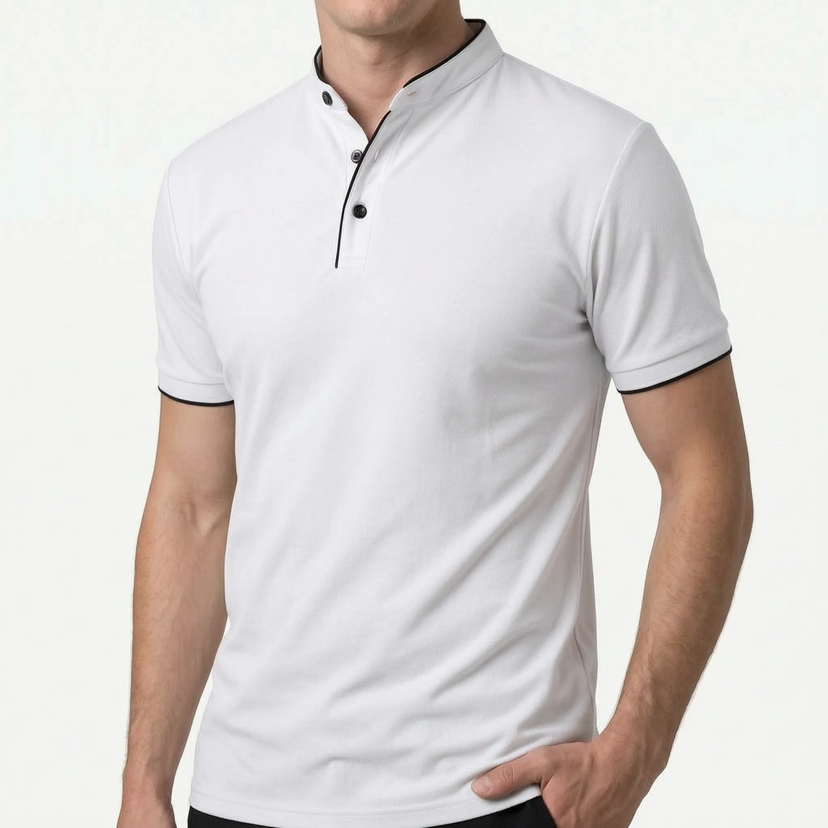 Colaris - Polo Uomo Con Colletto Alla Coreana 