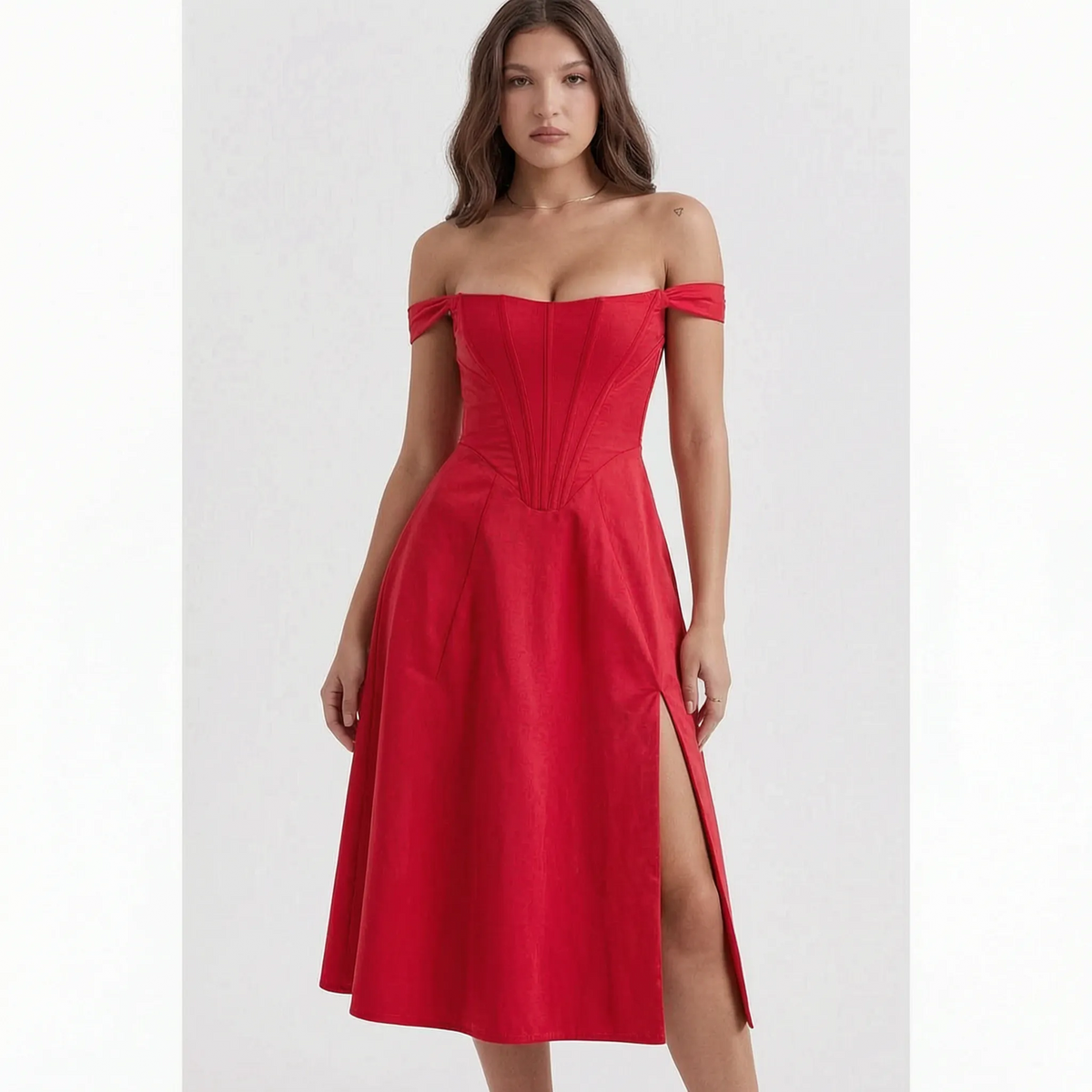 FloralAura - Vestito Midi Con Stampa Floreale 