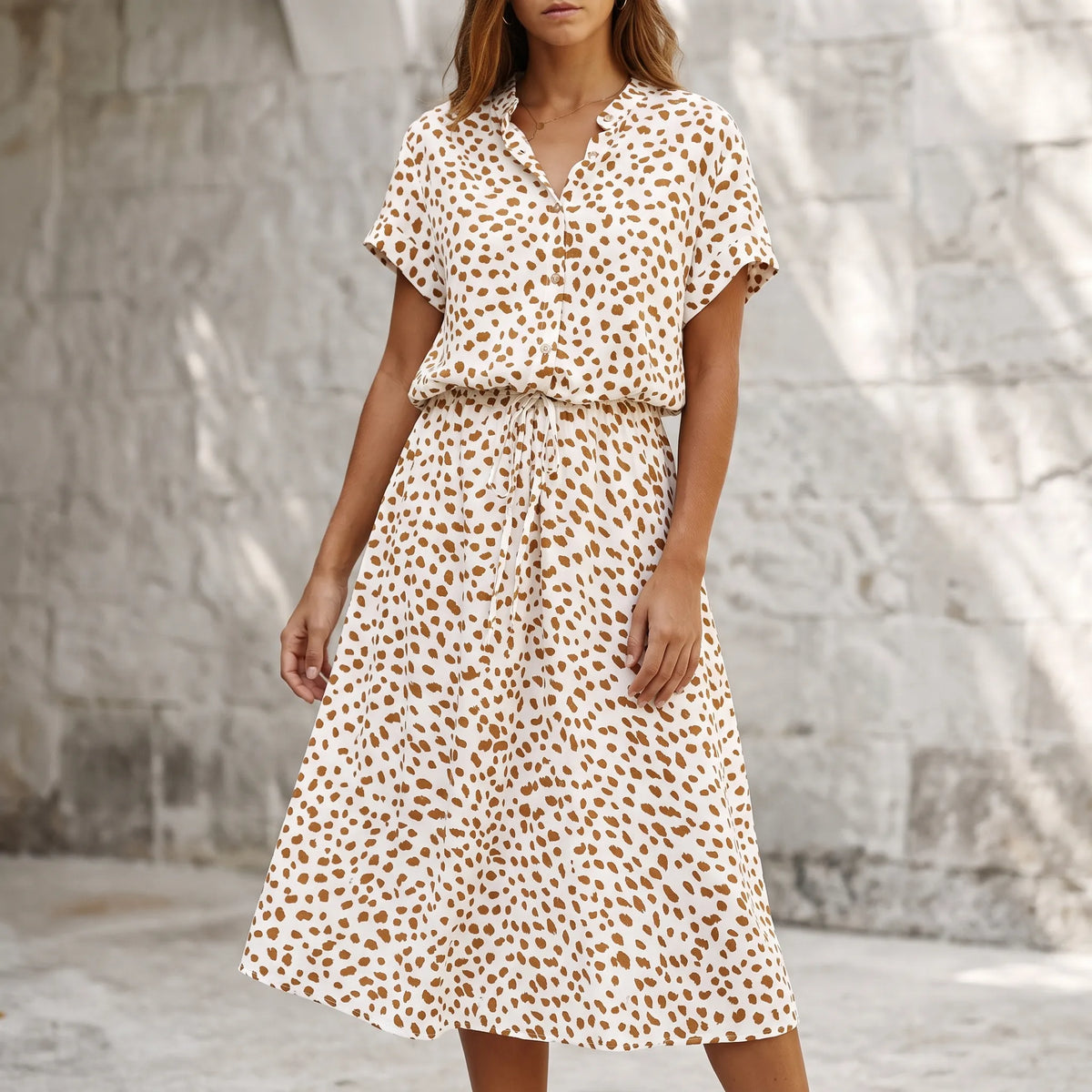 Floralys - Vestito Midi Con Bottoni 