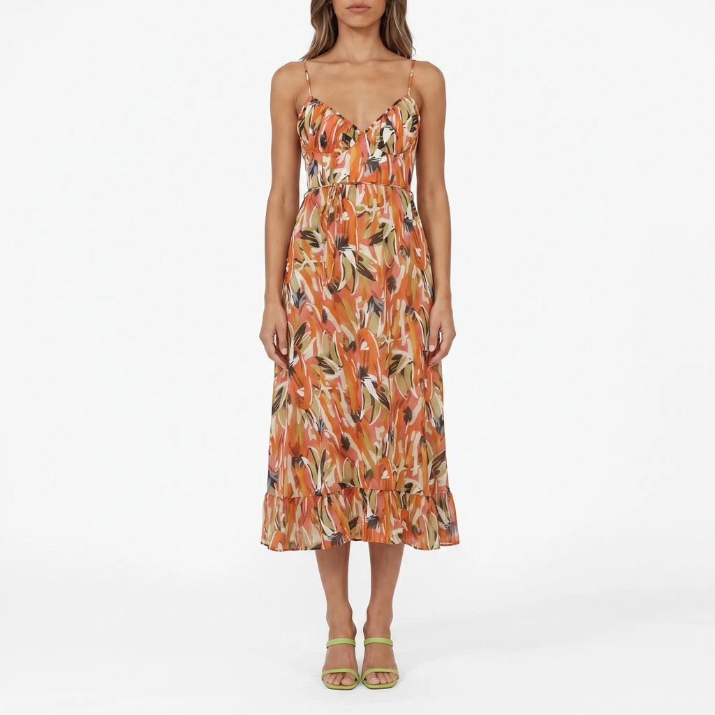 Floramidi - Vestito Midi Con Stampa Floreale 