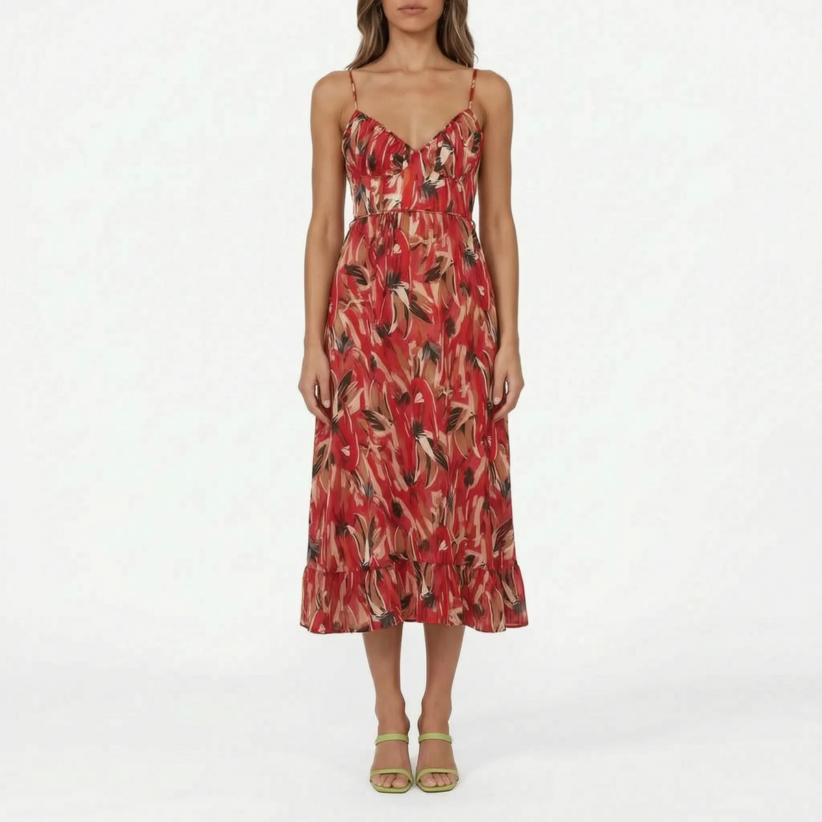 Floramidi - Vestito Midi Con Stampa Floreale 